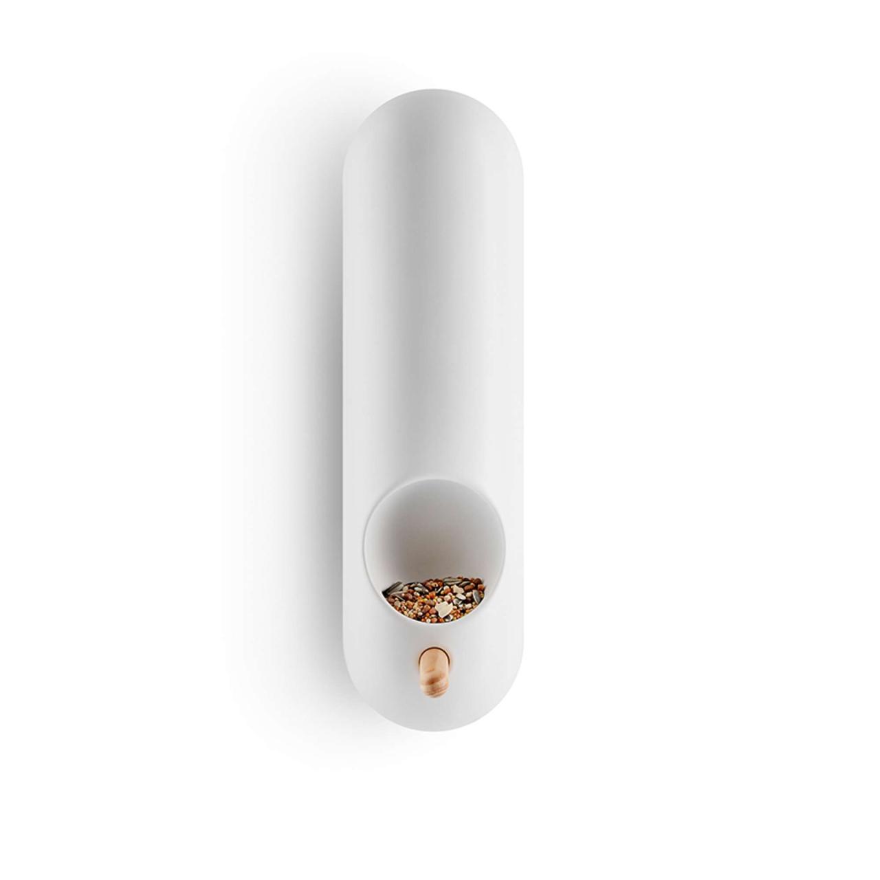 Wall-mounted bird feeder tube