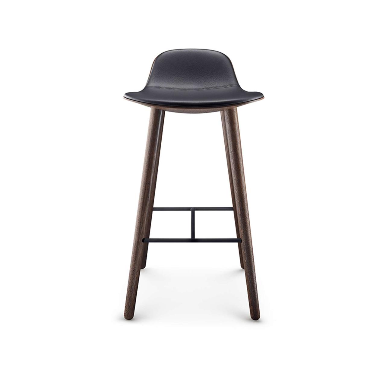 Yuuga barstool - Smoked oak w. black leather - 75 cm