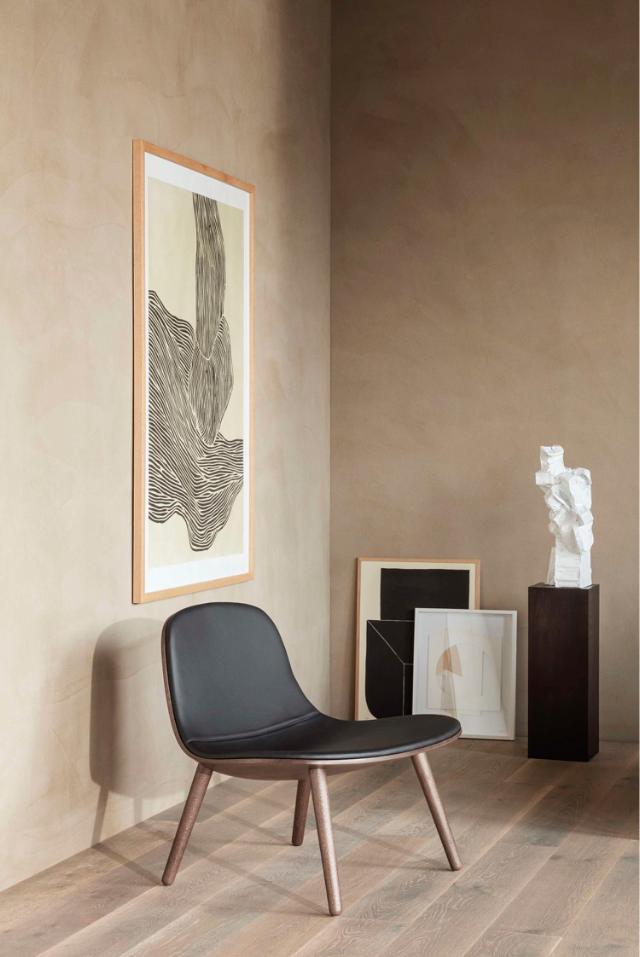 Yuuga Lounge chair - Smoaked oak w. black leather